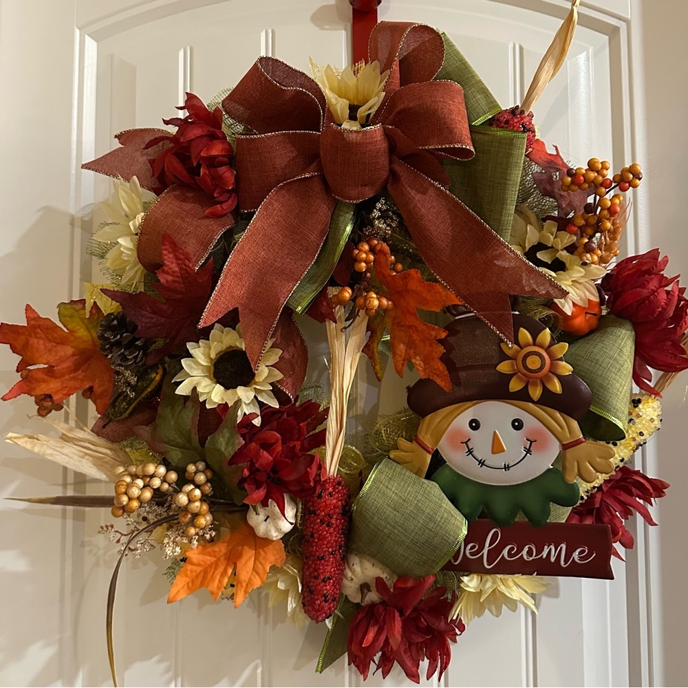 Autumn Harvest Wreath with Red and Green Accents
